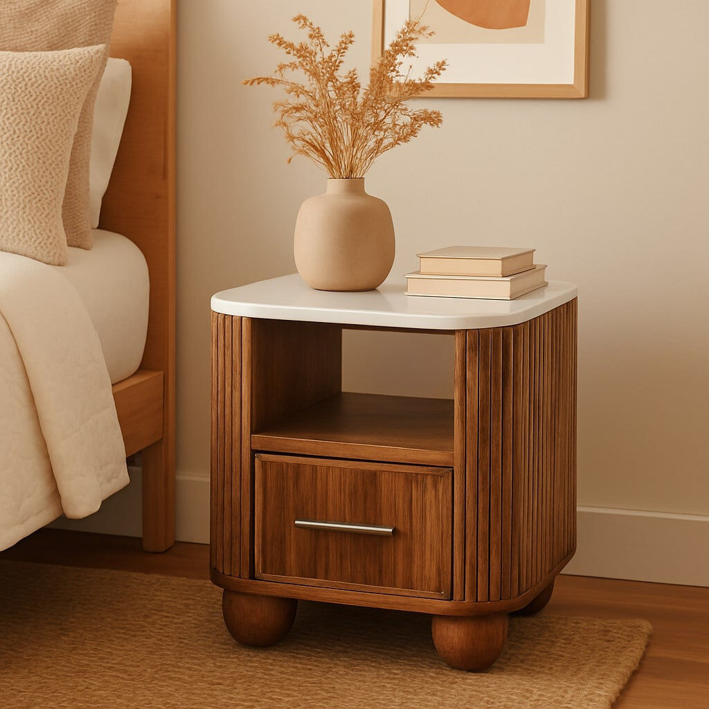 17 Stories 44 cm W Solid Wood Bedside Table Brown 47cm H X 44cm W X 34cm D