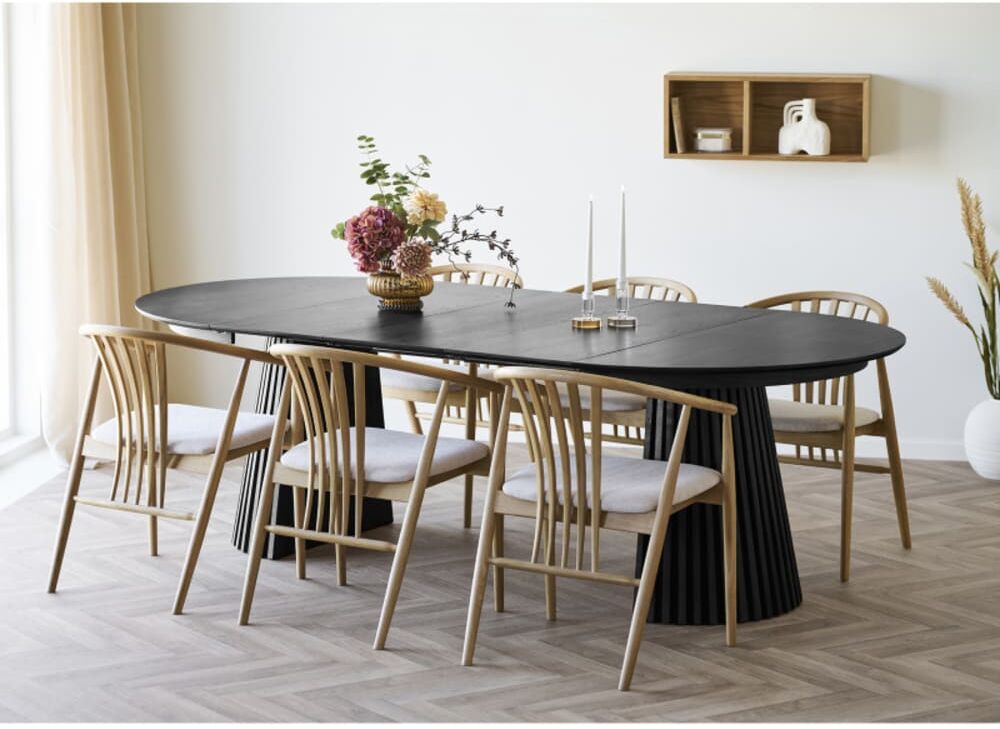 Moloo Table extensible ø120cm (160/200/240) chêne noir Noir 120x75x120cm