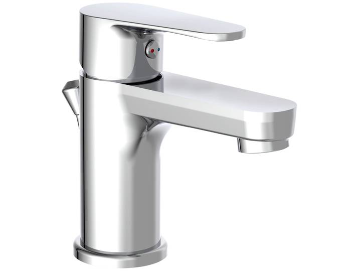 Waschtischarmatur EISL Claudio , grau (chromfarben), B:4,9cm T:13,2cm, Kunststoff, Messing, Armaturen, Waschtischarmatur, mit Zugstange, Ablaufgarnitur, Mischbatterie