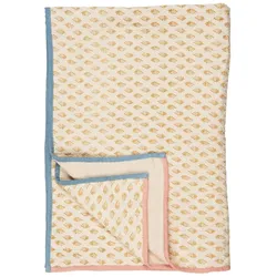IB Laursen Plaid Vigga mit Druck doppelt gewebt, 170 x 130 cm, mustard