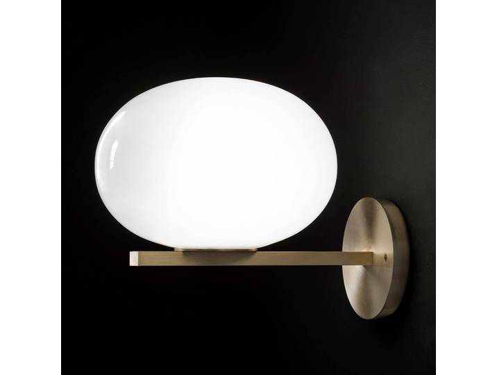 Oluce Designer Wandlampe Alba, dimmbar, weiß / opal, für Wohn- / Esszimmer, Glas, Design, Wandleuchte, Wandlampe Innen