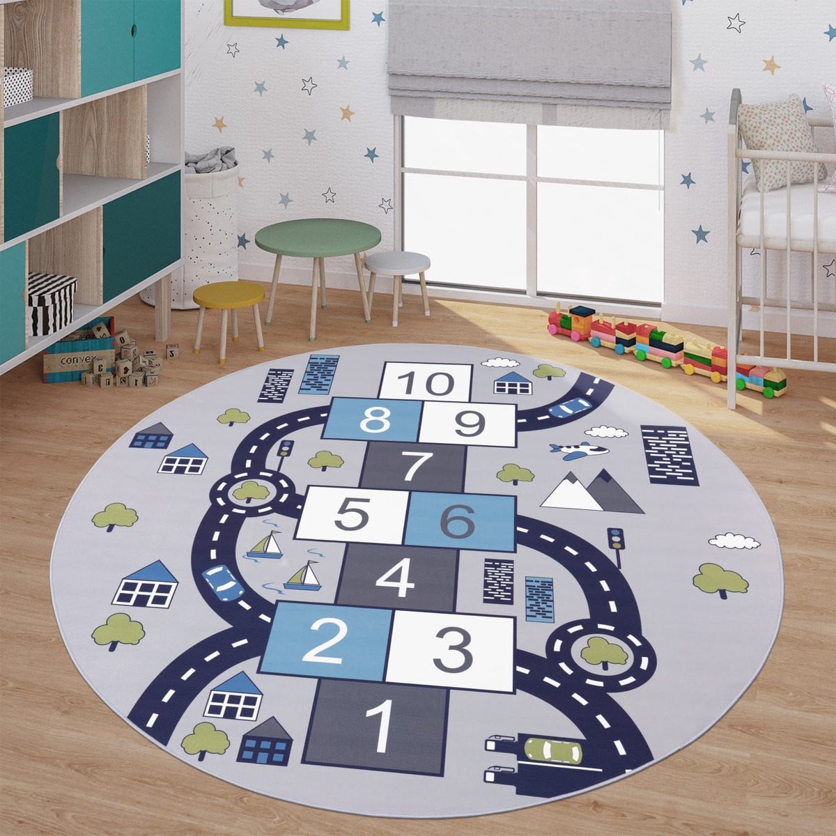 TT Home Kinderkamertapijt Scandinavisch Abstract Grijs 160 x 160 cm