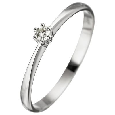 Diamantring JOBO "Ring Weißgoldring" Gr. 58, silber (weißgold 585), Fingerringe, Damen, 58, SI = kleine Einschlüsse, Diamanten Weißgold 585, Diamanten, Weißgold 585, Diamantring, 585 Weißgold mit Diamant