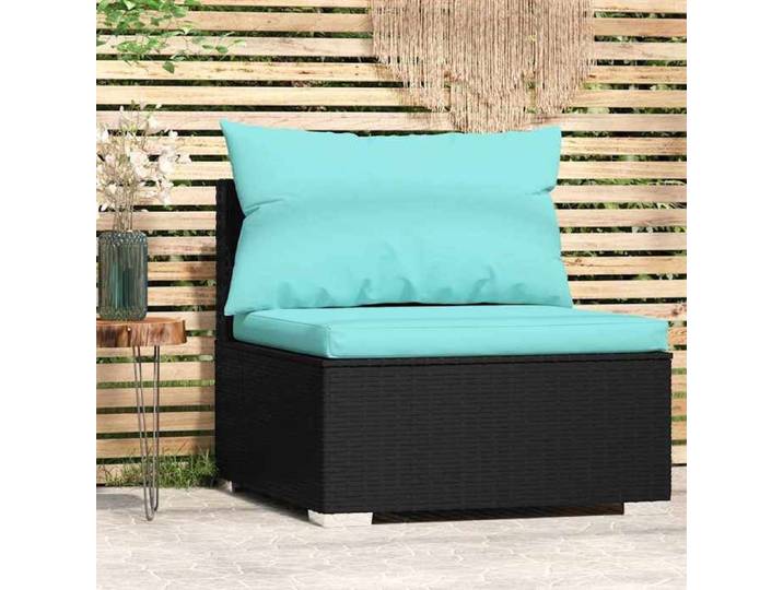 Module central de canapé - Canapé central de jardin - COCO - résine tressée - noir - 70 x 70 x 60 5 cm - coussins inclus 286469
