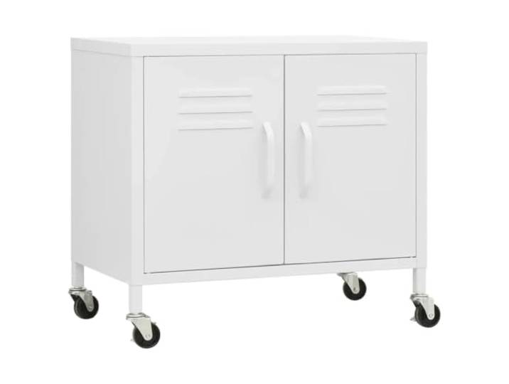 Helloshop26 Mobiler Aufbewahrungsschrank mit verstellbarem Regal, 60 x 35 x 56 cm, Stahl, weiß, 02_0046902