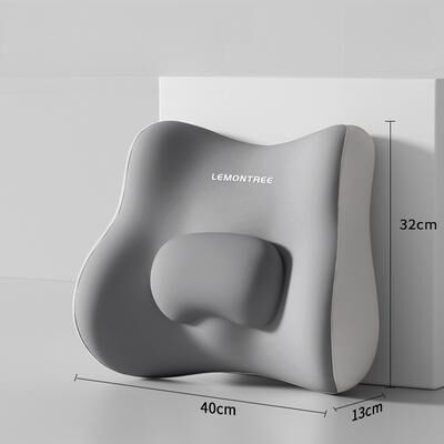 Cozy Casa Charm Ergonomic Lumbar Support Pillow & Memory Foam Back Cushion For Office Chair Posture Support grey