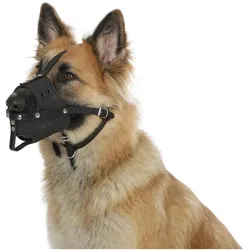 Kerbl Maxi-Pet 80837 Leder Maulkorb, U 26cm, Korbtiefe 7.5cm, M, schwarz (M, Hund, Allgemein), Halsband + Leine