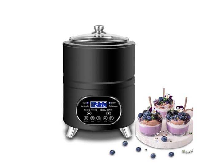 hzexun Joghurt und Frischkäsebereiter, Automatischer Joghurtmaschine mit Temperaturen & Timer, 6 voreingestellte Programme Perfekt für den Heim-Bio-Joghurt,Käse-/Natto-Zubereiter,Fruchtwein 400 W