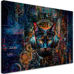 LEINWANDBILD DJ Katze in abstrakten Farben 100x70cm