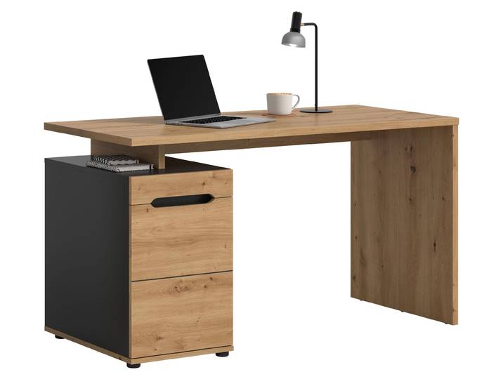 xonox.home Schreibtisch Canu Basalt grau/ Artisan Nachbildung B/H/T: 140x75x60 cm