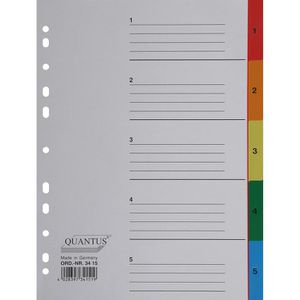 Quantus Register Kunststoff, 1-5, A4, 5-teilig, vollfarbig