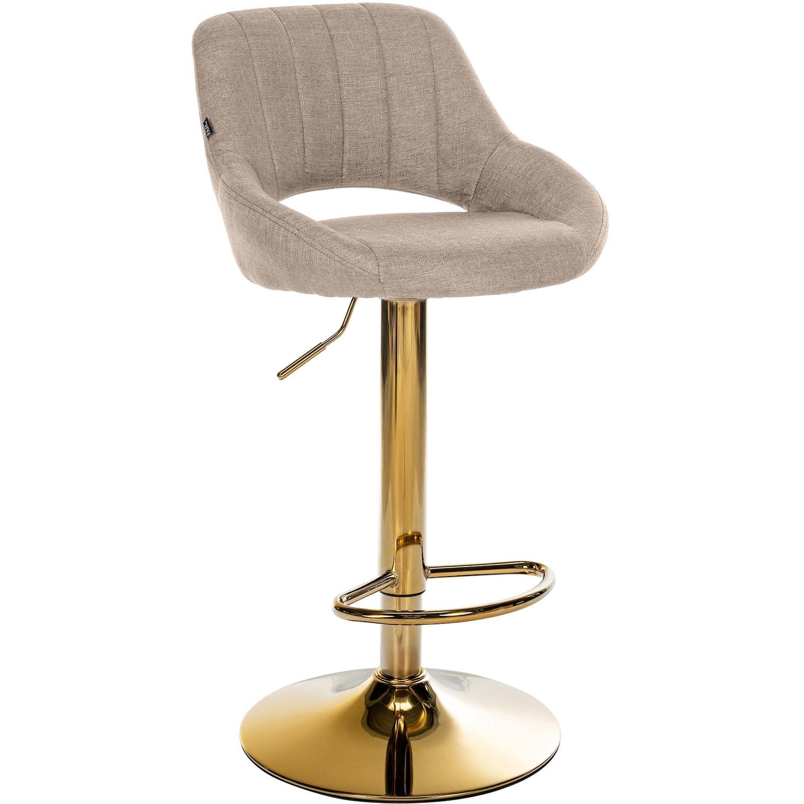 CLP Barhocker Milet Stoff gold - Farbe: taupe, Gestellfarbe: gold