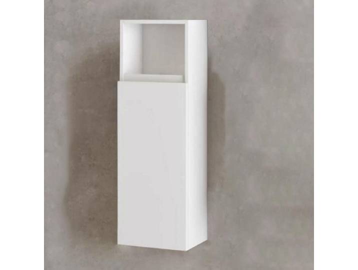 Demi-colonne suspendue 1 porte et compartiment ouvert bas H90 blanc brillant