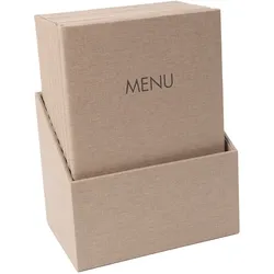 SIGEL SM208 Speisekarten-Mappen 10 Stück inkl. Aufbewahrungsbox, Gummi-Bindung, A4, beige mit Leinenstruktur