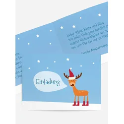 Weihnachtseinladung geschäftlich selbst gestalten mit Spruch und Fotos im Onlinedesigner bei Meine-Kartenmanufaktur.de
