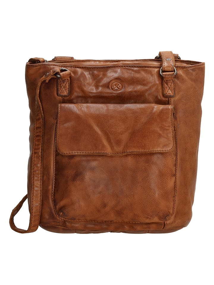 HIDE & STITCHES Leder-Rucksack in Cognac - (B)26,5 x (H)23 x (T)10 cm - onesize