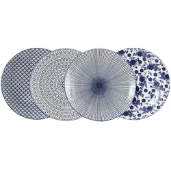 KHG Speiseteller 4er Set Vario ¦ blau ¦ Porzellan ¦ Maße (cm): H: 2,5  Ø: 26.5