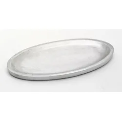 Kerzenteller oval 16 x 7 cm Aluminium Silber matt für Ovalkerzen, Ellipsen, Hochzeitskerzen