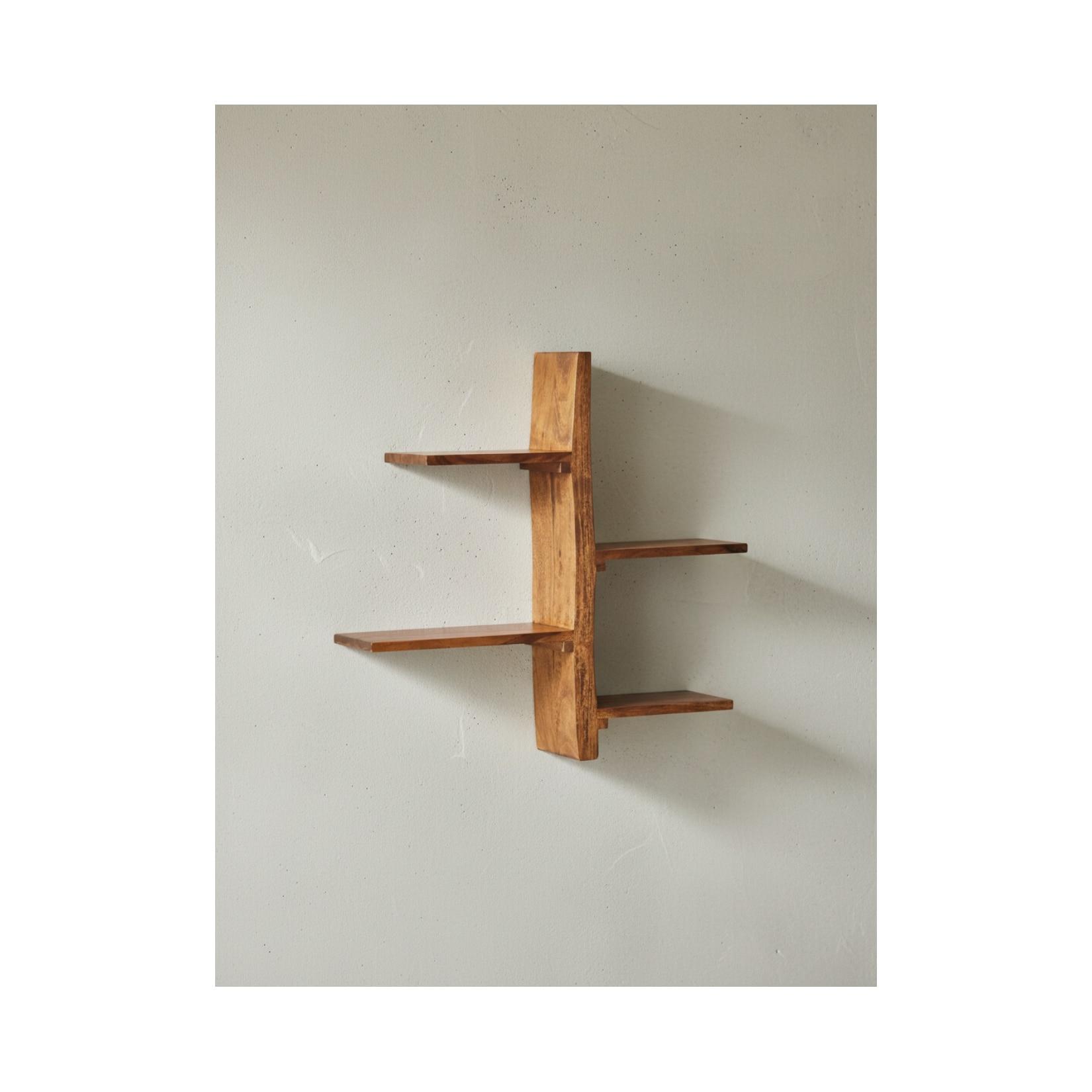 Wandregal Massivholz Modern Stil 58x60x15 cm Baumform Schwebend