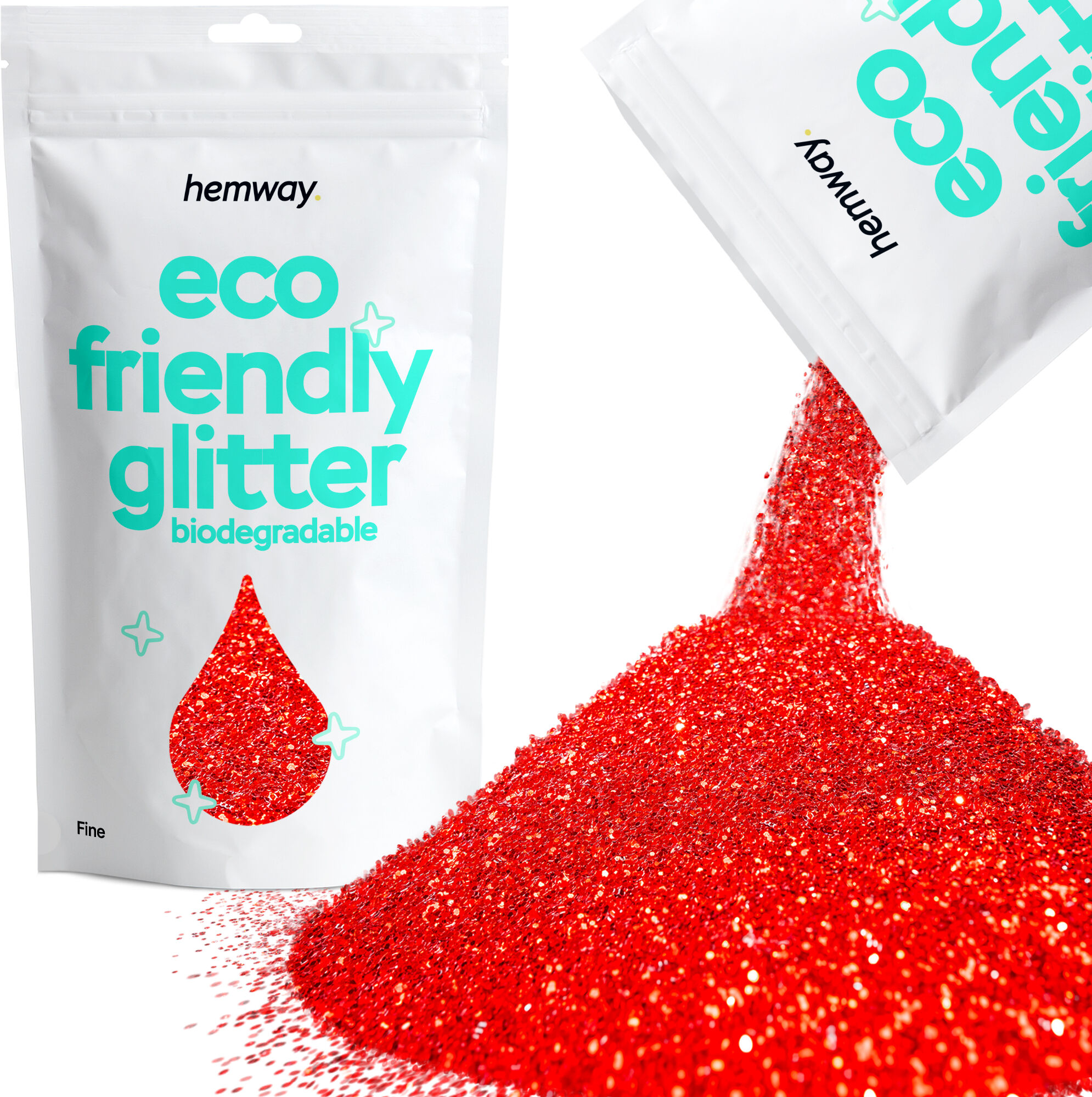 Hemway Biodegradable Eco Friendly Glitter 100g / 3.5oz   Red   DIY, Decoration, Arts & Crafts - Red - Fine 100g