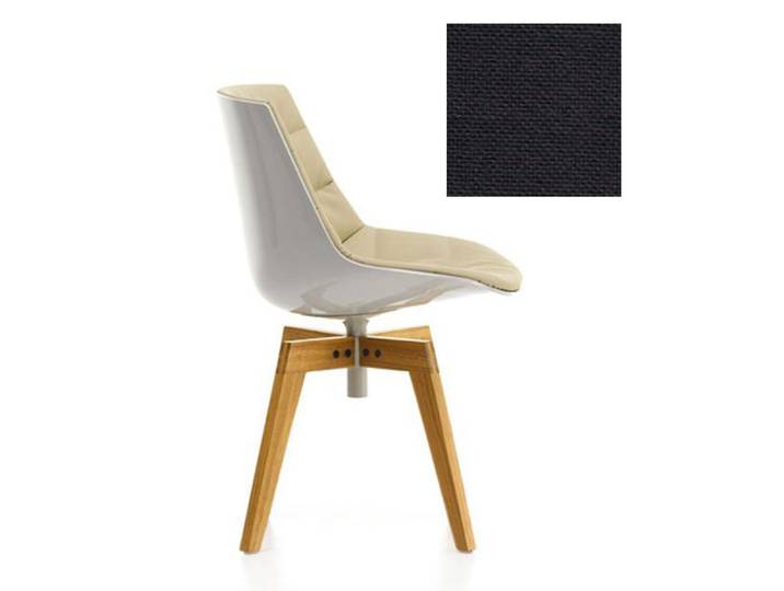 MDF ITALIA chaise rembourrée avec pieds en chêne FLOW CHAIR (Blanc / 392 - Polycarbonate / Cat. B tissu Gin)