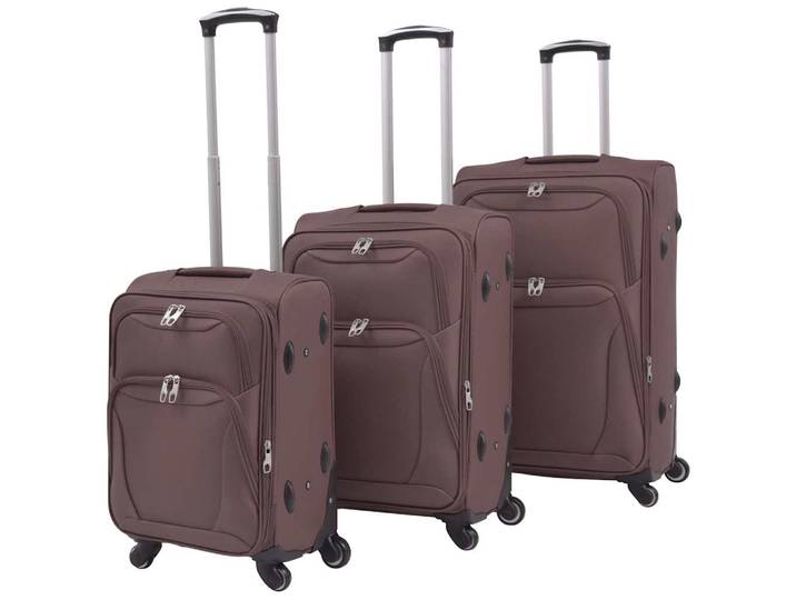 vidaXL 3-tlg. Weichgepäck Trolley-Set Kaffeebraun