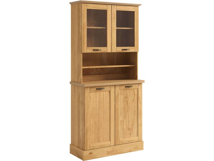 Küchenbuffet HOME AFFAIRE Teramo , braun (natur), B:85cm H:180cm T:37cm, Massivholz, Schränke, Küchenbuffet, Breite/Höhe 86/181 cm, mit Metallgriffen