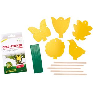 Gardigo Gelbtafeln Gelbsticker, Set, zum Hängen und Stecken, gegen Trauermücken und andere Schädlinge, 5 Stück