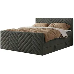 Boxspringbett mit Bettkasten  ¦ grau ¦ Maße (cm): B: 161 H: 110