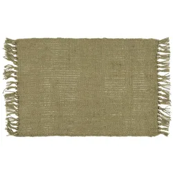 IB Laursen Setzgedeck Tisch Unterlage mit Fransen Jute, 50 x 35 cm, olivgrün