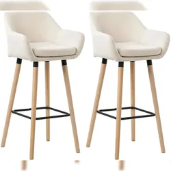 CLP 2er Set Barhocker Grant Stoff beige