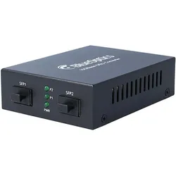BlueOptics 10G Ethernet Medienkonverter 2x SFP+ (LR 10KM & RJ45 30 Meter), Transceiver, Schwarz