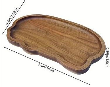 Uplift Picks Wooden Serving Tray Decorative Food Plate For Tea Coffee Snacks And Desserts 19x10.8x1.5 Cm