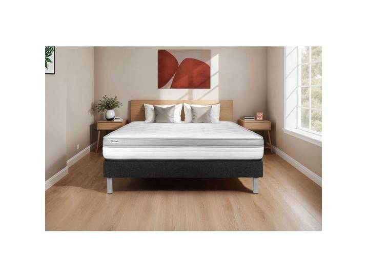 Ensemble Matelas Sommier 150x200 cm - Sommier Noir (en kit) - Vital Relax Noir