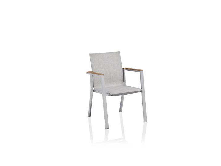 2er Set Kettler Rasmus Teak Stapelsessel Aluminium/Outdoorgewebe