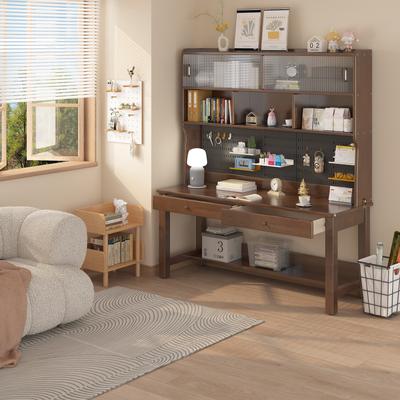 WILK Kids Desk with Hutch, Wood Study Table with Storage, Writing Desk