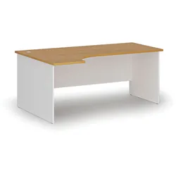 Büro-Eckschreibtisch PRIMO WHITE, 180x120 cm, links, weiß/Buche