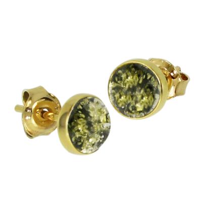 Paar Ohrstecker OSTSEE-SCHMUCK "- Classic 6 mm - Silber 925/000, vergoldet - Bernstein" Gr. 7, gold (goldfarben, gelb), Ohrringe, Damen, 7, Silber 925 (Sterlingsilber)