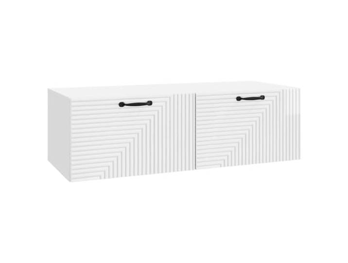 KGHERMDF Wandmontierter TV-Schrank Hochglanz Weiß 98x41x30 cm Holzwerkstoff, 90-Grad-Schwenktüren, Platzsparend, Wohnzimmer, Moderne Optik