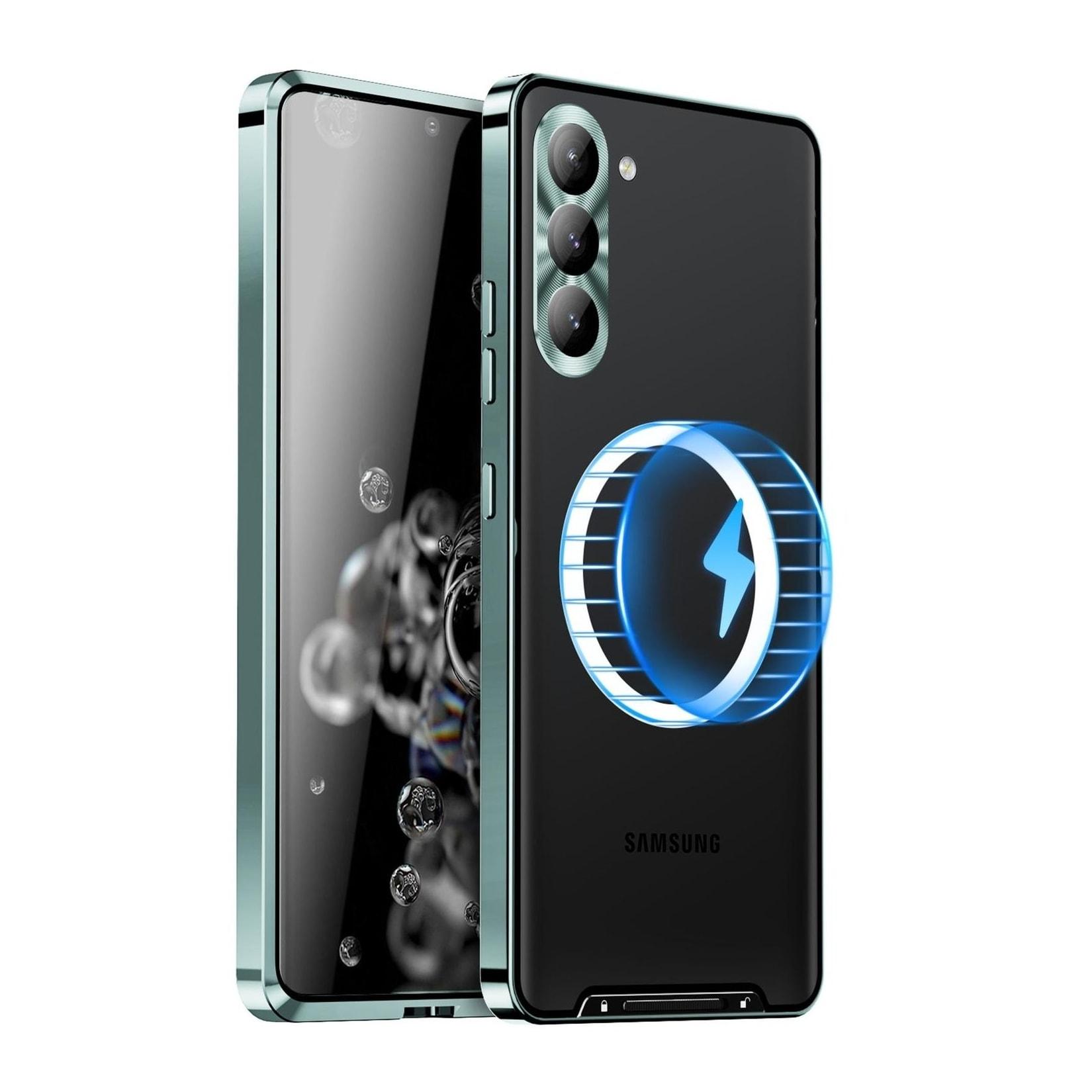Handyhülle Magsafe für Samsung Galaxy S25 5G Metall Design Schutz Cover Grün