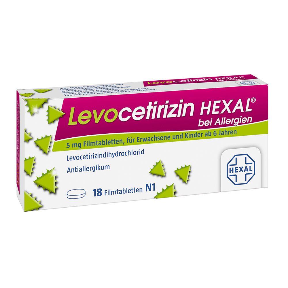 Levocetirizin Hexal bei Allergien 5 mg Filmtabl. 18 St Filmtabletten