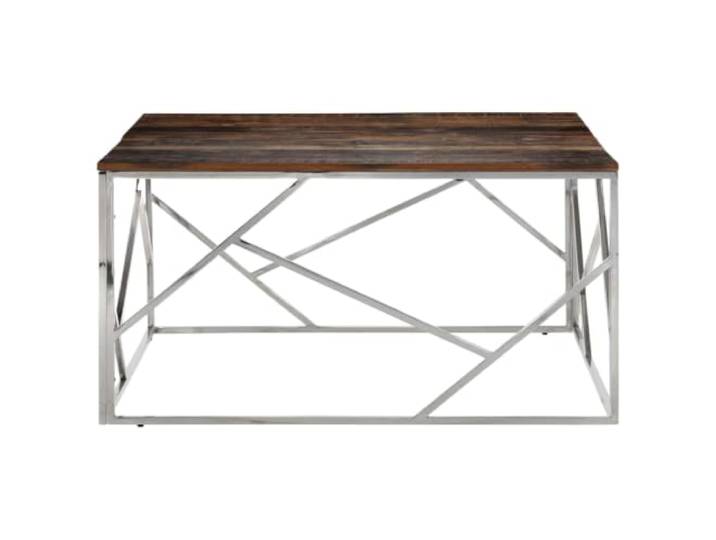 Couchtisch aus massivem Lärchenholz und Edelstahl, modernes Design