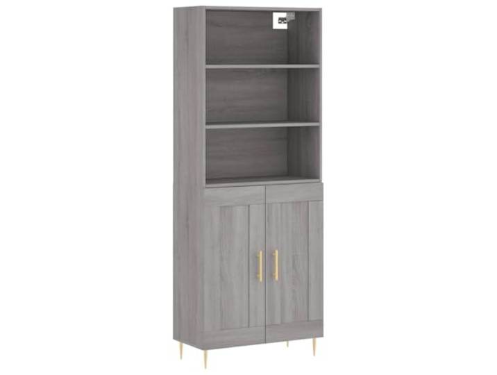 Roanoer Highboard Grau Sonoma 69,5x34x180 cm Holzwerkstoff 2-TLG Set Highboard in Grau Sonoma mit robusten Metallfüßen und viel Stauraum hinter Türen. Ideal für Wohnzimmer und Flur.
