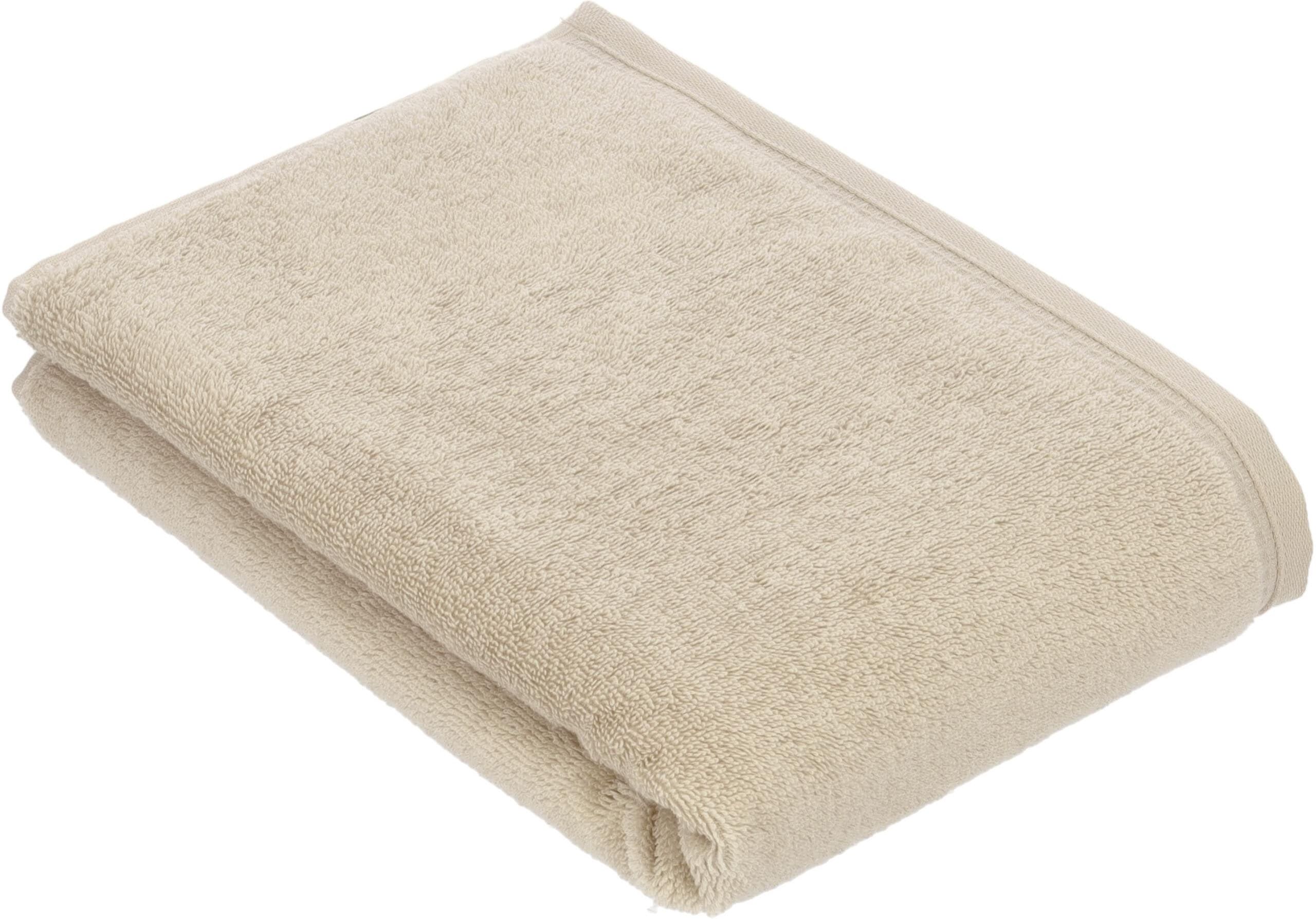 Badetuch VOSSEN "Detox Time", braun (tibet), B:67cm L:140cm, Walkfrottier, Baumwolle, Handtücher, Badetuch, Waffelpique Bordüren tibet B/L: 67cmx140cm, 1 Stk., Walkfrottier