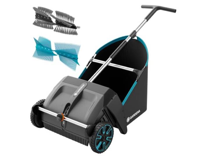 Gardena Laub- und Rasensammler für Rasen und Terrassen Garden Helpers: Geeignet für Rasen und Terrasse, Einfacher Tausch der Bürsten, Effektives Rasensammeln, Ergonomisch geformt (3566-20)