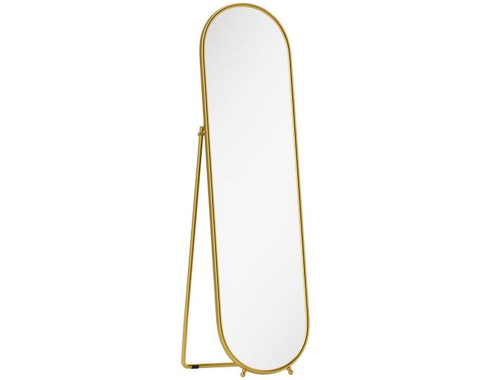 Homcom Ganzkörperspiegel Metall Glas Gold, Goldfarben, 4x180x50 cm, Spiegel, Standspiegel
