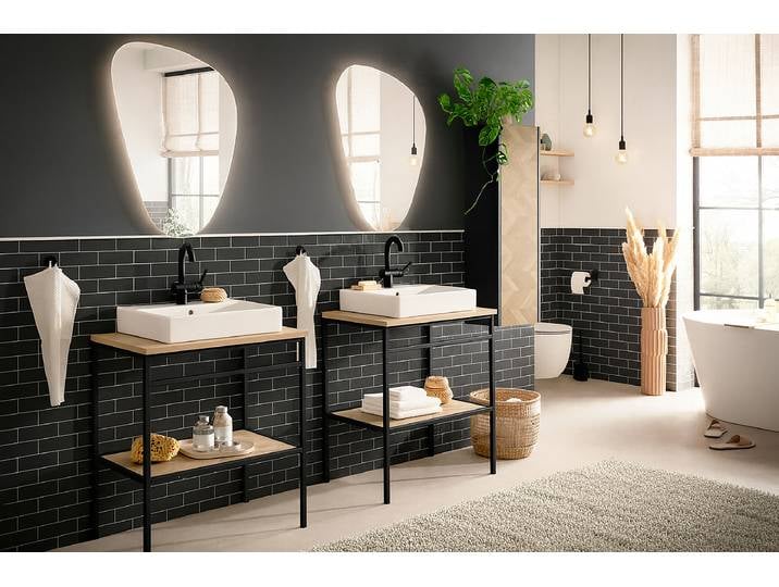 Meuble vasque Olon 30 x 106 x 23cm Bois/Marron/Noir/Noir