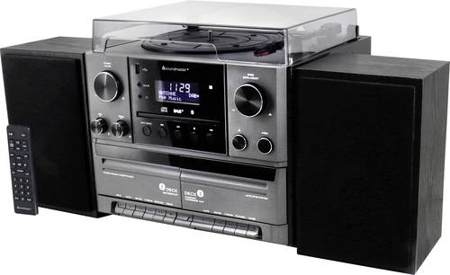Soundmaster MCD5600SW Stereoanlage Plattenspieler, DAB+, UKW, Bluetooth, CD, Kassette, USB, 2 x 5W Schwarz
