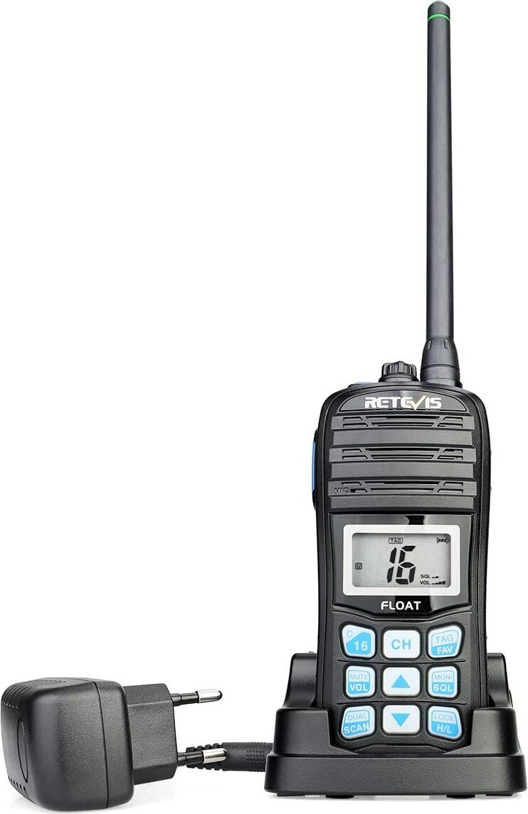 Retevis RT55 Maritieme radio, IP67 waterdichte draagbare radio met trillingssensor, 88 kanalen, zwart