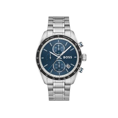 Chronograph BOSS "GRAND PRIX", blau (silberfarben), Armbanduhren, Herren, Chronograph, Quarzuhr, Armbanduhr, Herrenuhr, Edelstahlarmband, analog, Tag